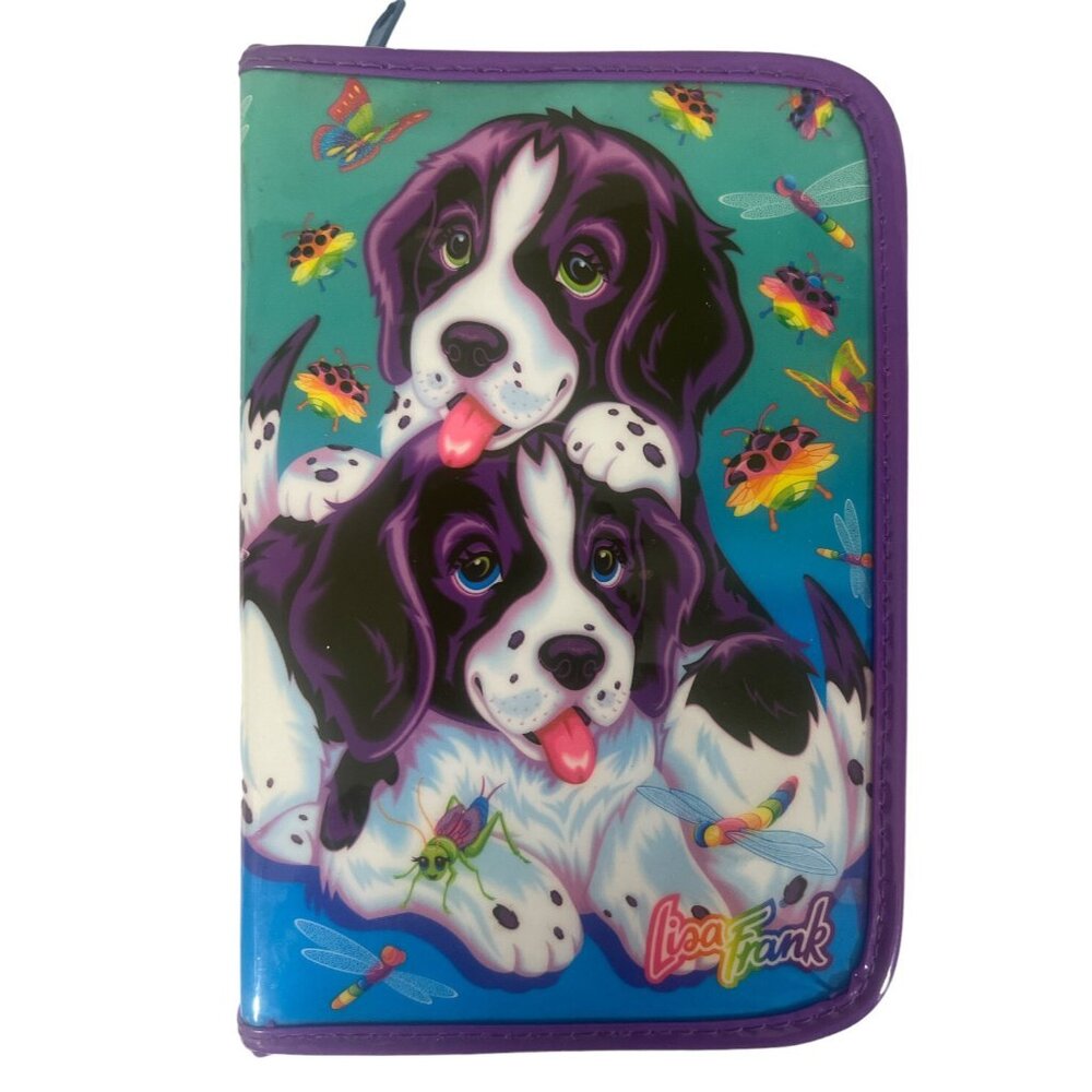 vintage LISA FRANK stationary zip Purple Puppies stamp